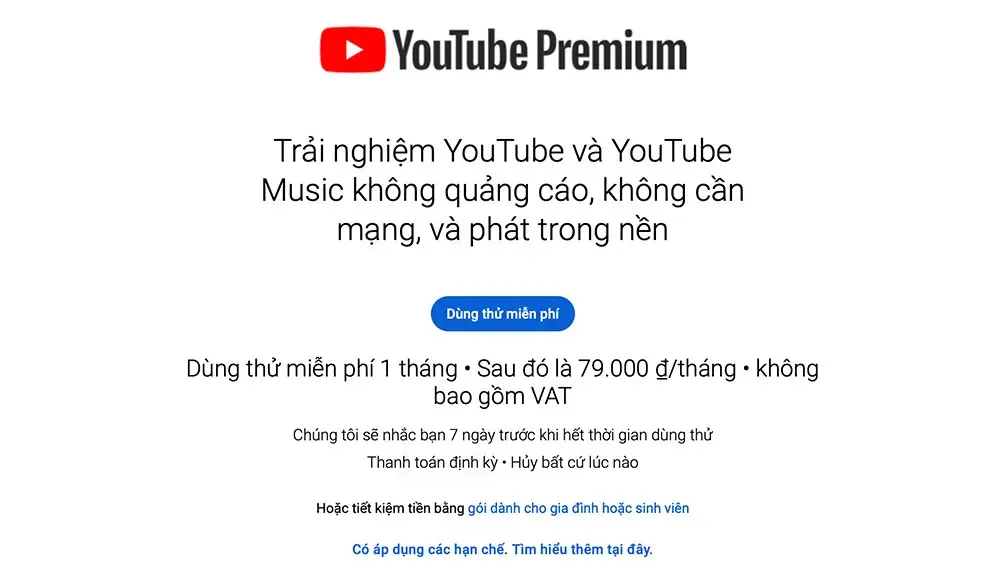 Cách đăng ký YouTube Premium tại Việt Nam như thế nào